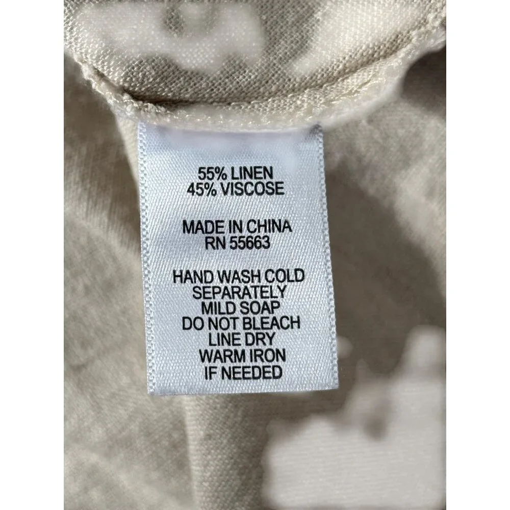 ForCynthia Sleeveless Shirt Dress Linen Blend Button-Up Smocked Pockets Size L - Picture 8 of 8